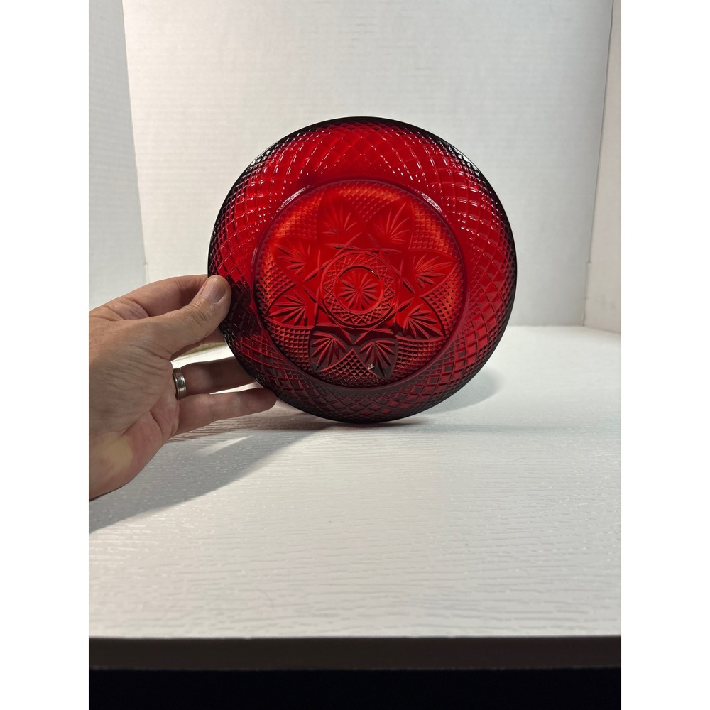 Vintage Tiara Sandwich Ruby Red Glass Bread and Butter Plates (4) 6 inch S0153